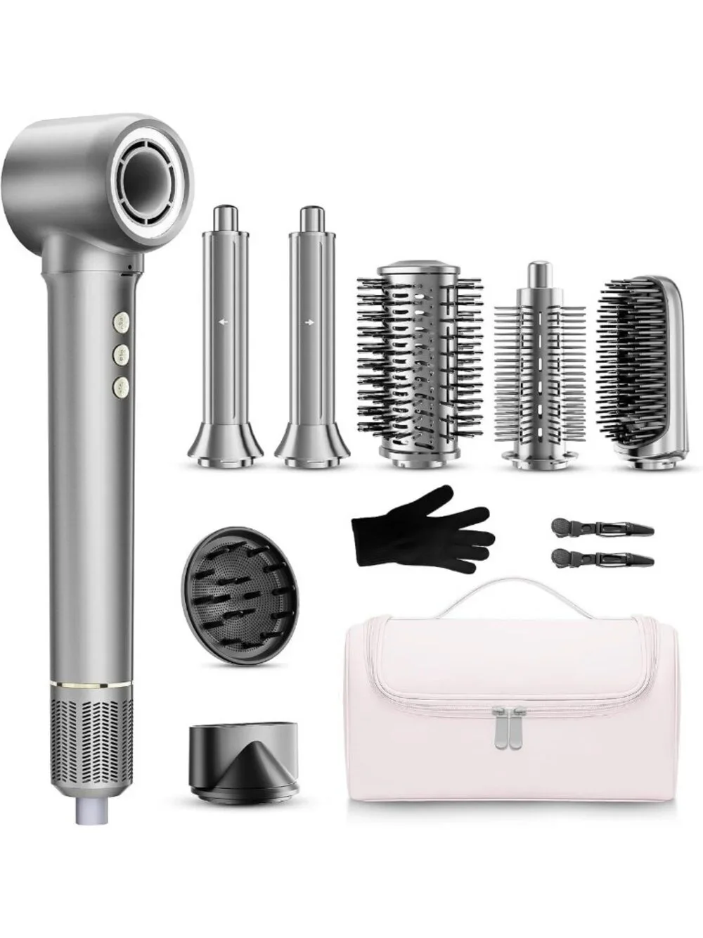 9-in-1 Hair Dryer Brush Kit, Curly Hair Tool with Diffuser for Effortless